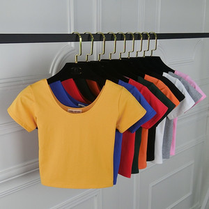 <span class=keywords><strong>Crop</strong></span> <span class=keywords><strong>top</strong></span> moulant à <span class=keywords><strong>manches</strong></span> papillon pour femme, coupe slim, taille haute, anti-boulochage, court - Product Image 1