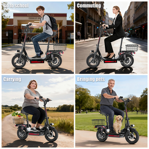 Potente Scooter Eléctrico con Certificación UL para Conductores Altos, Capacidad Máxima de 330 LB, 20 MPH, Alcance de 28 Millas, <span class=keywords><strong>500</strong></span> W, Doble Suspensión, Plegable de 14 Pulgadas, T3 - Product Image 6