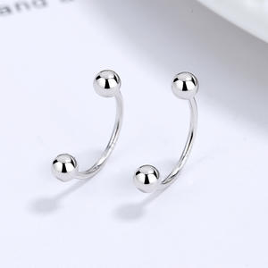 Ventes chaudes : Barre incurvée à filetage interne avec billes, piercing en argent sterling 925, boucle d'oreille, corps, sourcil, ongle, bijoux simples - Product Image 2