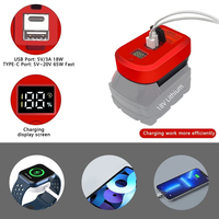 Adaptateur de chargeur 65W avec port Type-C et écran LCD pour outils électriques à batterie au lithium 18V de Milwaukee