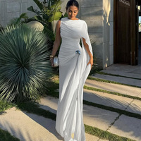 Nouvelle Robe Longue Plissée et Drapée 2026 – Robe de Soirée Asymétrique Moulante et Sexy pour Femme, Idéale pour Fêtes et Mariages