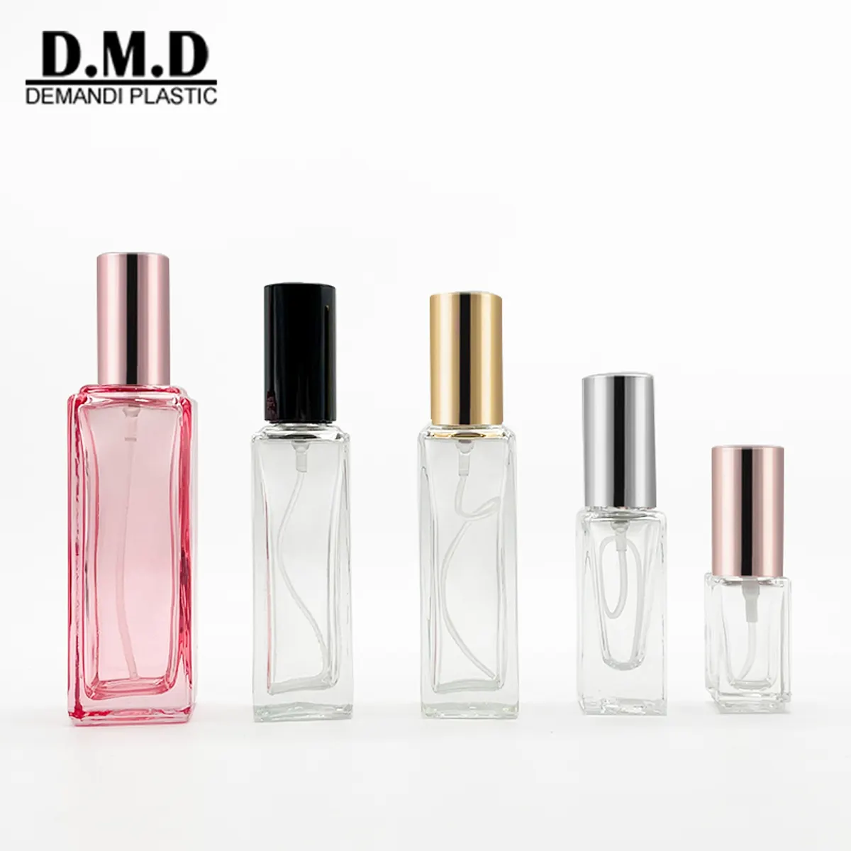 Luxe 30M 50Ml 1Oz Clear Pink Rose Gold Spuiten Parfumflesjes Glazen Lege 10 Ml 20Ml vierkante Parfum Flessen Met Aluminium Deksel