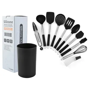 Accessori Da Cucina In Silicone 11 Pezzi In 1 Strumenti di Cottura Set Da Cucina In Silicone Utensili Da Cucina Con Maniglie In Acciaio Inox