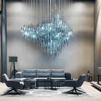 Lustre en verre soufflé à la main sur mesure de grande taille pour hall d'hôtel, grand projet d'éclairage d'atrium, villa, centre commercial, club, salon, lampe suspendue