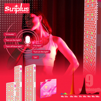 Dernier modèle de panneau de luminothérapie à lumière rouge et infrarouge proche et lointain, 9 longueurs d'onde, 250 diodes, avec support, version usine