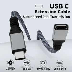 30cm nylon bện 90 độ USB cáp mở rộng ngắn góc phải U Loại C Cáp mở rộng Nam sang nữ - Product Image 4