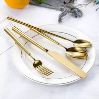 Service de Table Doré Luxueux pour Mariages, Restaurants et Banquets – Acier Inoxydable Écologique – Article en Stock