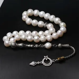 Collana rosario islamico 11-12mm dimensioni perle d'acqua dolce naturali perline di preghiera musulmane tasbih islamico misbaha subha regalo di nozze