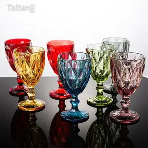 Colored Glassware New Hotel Products Vintage Blue Color Tall Glass Wedding Party Glassware Wine Goblet