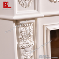 Insert de cheminée électrique blanc antique long à LED, sans chauffage, avec manteau de cheminée intégré
