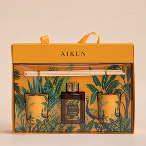ชุดของขวัญน้ำหอมปรับอากาศแบบก้านไม้หอม 3 ชิ้น ยี่ห้อ Aikun Botanical กลิ่นชาอู่หลงเย็น พร้อมบริการ OEM ODM บรรจุภัณฑ์แบบกำหนดเองสำหรับมอบเป็นของขวัญ - Product Image 3