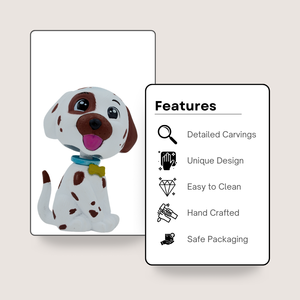 Bobblehead Dog White with Brown Dots est un animal mignon et ludique, parfait pour votre tableau de bord de voiture, votre bureau ou votre décoration intérieure. - Product Image 3