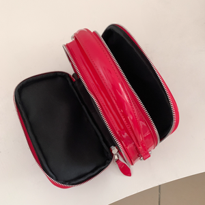 Bolsas de maquillaje impermeables, bolsa de cosméticos de PU de cuero con espejo, bolsillos con cremallera doble, bolsa de almacenamiento de cosméticos para mujeres, hombres, viajes, Playa - Product Image 2