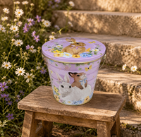 Seau décoratif en métal avec couvercle, motif lapin floral, pour Pâques, idéal comme centre de table pour le printemps