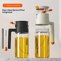 Vente en gros : Flacon pulvérisateur d'huile double usage, distributeur d'huile anti-taches en verre pour cuisine domestique, logo personnalisé, MOQ flexible