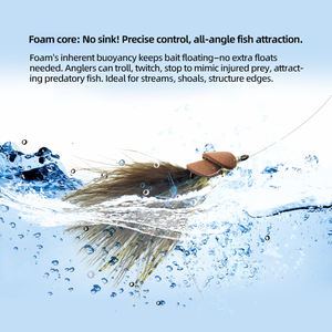 Esca <span class=keywords><strong>Artificiale</strong></span> <span class=keywords><strong>per</strong></span> Pesca a Mosca in Acciaio ad Alto Tenore di Carbonio Rinforzato con Gancio Galleggiante in Schiuma <span class=keywords><strong>per</strong></span> Luccio e <span class=keywords><strong>Spigola</strong></span> - Product Image 6