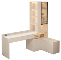 Bureau d'angle en bois massif avec étagère intégrée, poste de travail moderne, unité de rangement multifonction pour le bureau à domicile, design ergonomique