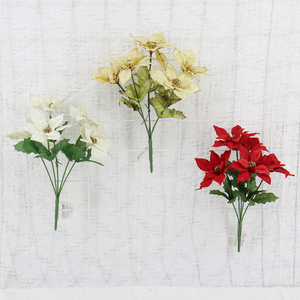 Ramo de flores artificiales de terciopelo con purpurina dorada, 5 unidades - Product Image 1