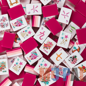 2026 Fichas de Mahjong Americano de Acrílico Fucsia de 4 Capas Color Caramelo, Juego de Mahjong Americano tipo Sándwich - Product Image 6