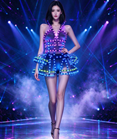 Robe Cyberpunk pour femme avec éclairage LED RVB, costume lumineux pour spectacle sur scène, tenue pour DJ de boîte de nuit, danseuse Gogo, festival de rave