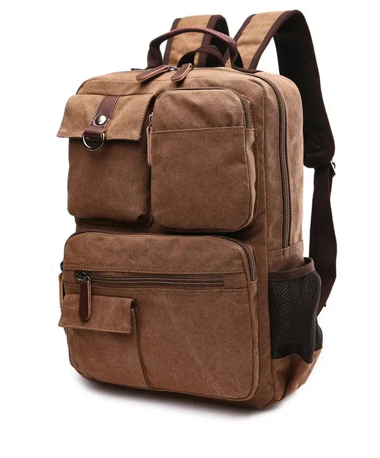 Fashion Shoulder Bag Men Zipper Travel Bag Canvas Large Capacity Backpack