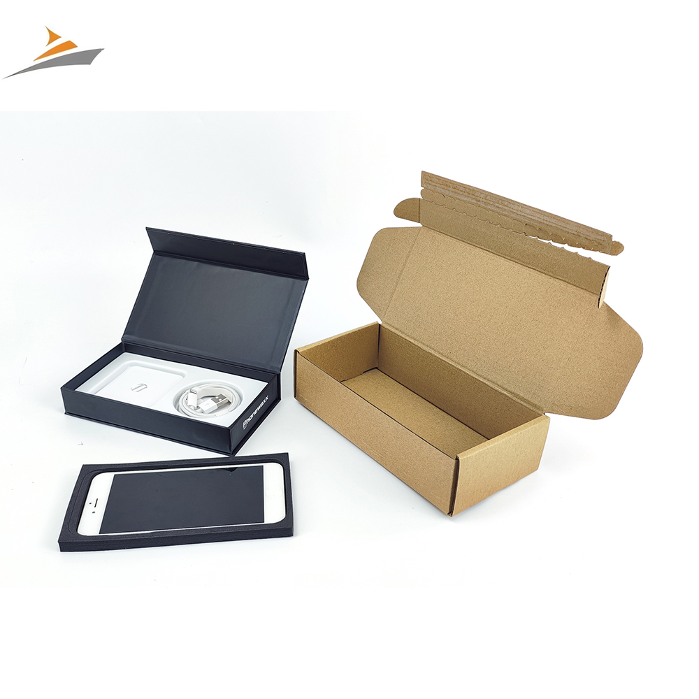 Custom Corrugated Cardboard Paper Packaging Tear Strip Printed Self Sealing Cell Phone Mailer Shipping Box With Logo