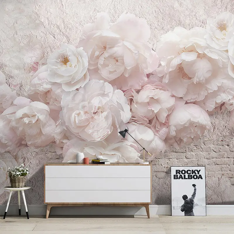 3d Driedimensionale Roos Achtergrond Behang Schoonheidssalon Nagelwinkel Behang Nordic Bloemen Meisje Slaapkamer Woonkamer Muurschildering