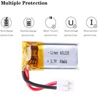 Batterie Li-polymère rechargeable Micro 401020 3.7v 80mah pour casques et lunettes 3D UN38.3