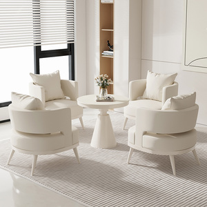 طاولة مفاوضات بيضاء نقية على شكل كريم للاستقبال ، مجموعة كراسي بسيطة للمنازل والفنادق ، مبيعات الاجتماعات والمكاتب ، طاولة صغيرة للقطط - Product Image 3