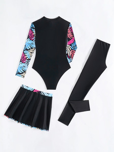 OEM nouveau modeste musulman 3 pièces <span class=keywords><strong>Bikini</strong></span> manches longues fermeture éclair avant maillot de bain femmes islamique <span class=keywords><strong>Hijab</strong></span> grande taille maillots de bain Burkinis - Product Image 2