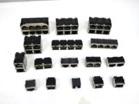 Conector Ethernet LITE 2x4 RJ45 Hembra con Entrada Inferior, Carcasa PA46, Blindado, 8P8C, Cat5, Cat5e, Cat6, Cat7, Contactos 3u Chapados en Oro