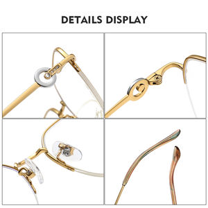 S6008 جديد إطار نظارات من التيتانيوم الخالص مع ترصيع ماسي على الطراز العتيق الأكثر مبيعًا نظارات هالفريم للنساء - Product Image 4