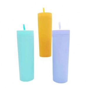 Gobelets maigres de 16oz en vrac avec couvercles et pailles Gobelet moderne de 37 couleurs Tasses à café glacées gratuites Tasse à smoothie à double paroi - Product Image 4
