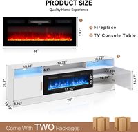Meuble TV durable multifonctionnel du milieu du siècle en bois classique noir cheminée électrique meuble TV avec lumière LED pour salon