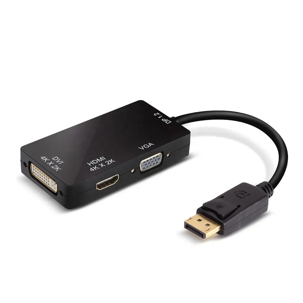 Adaptador conversor dp para hdmi vga dvi 3 em 1