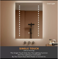 Miroir de salle de bain rectangulaire de luxe sans cadre en verre avec éclairage rétroéclairé pour couloir d'hôtel