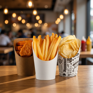 Gobelet en papier kraft brun imprimé sur mesure, à paroi simple/double, pour frites, idéal pour l'emballage de restauration rapide - Product Image 5