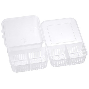 Fridge Storage Box Four Compartment With <b>Lid</b> Rectangle White Food <b>Container</b> For Kitchen Organization - Product Image 5