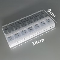 Boîte de rangement de voyage 14 compartiments pour pilules et bijoux, organiseur hebdomadaire 7 jours avec bouton de pression arc-en-ciel