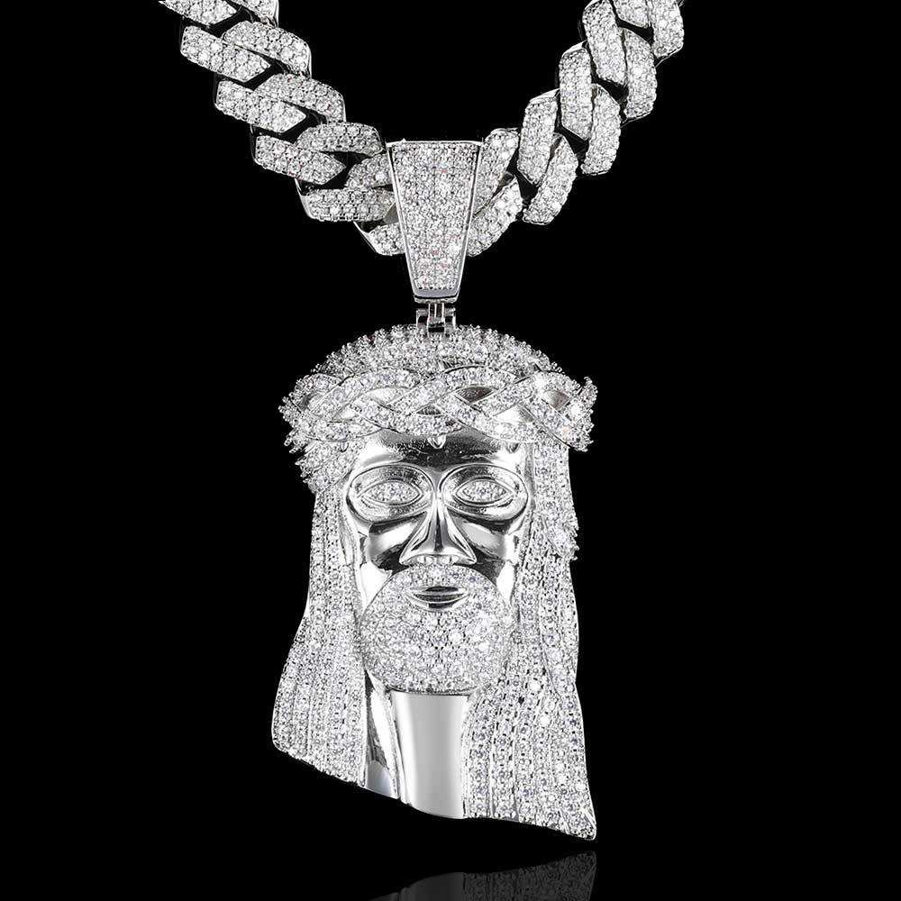 18K Gold Plated Jesus Head Charm - Iced Out CZ Diamond