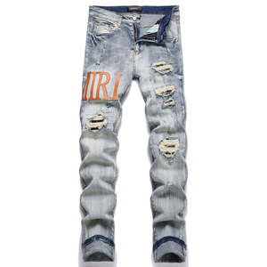 Pantalones vaqueros personalizados ajustados para <span class=keywords><strong>hombre</strong></span>, pantalones vaqueros desgastados, pantalones vaqueros rasgados de algodón para <span class=keywords><strong>hombre</strong></span>, pantalones vaqueros - Product Image 6