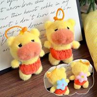 Porte-clés en peluche ours jaune personnalisé, amusant et original, pour sac à dos, vente en gros, jouet esthétique et fantaisie