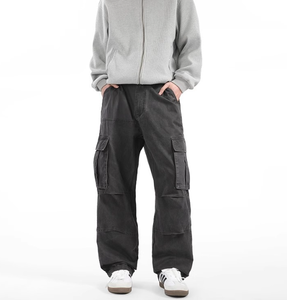 Nuovi <span class=keywords><strong>pantaloni</strong></span> <span class=keywords><strong>Cargo</strong></span> Multi-tasche da <span class=keywords><strong>uomo</strong></span> Outdoor <span class=keywords><strong>larghi</strong></span> Casual a gamba larga da esterno tinta unita dritta - Product Image 5