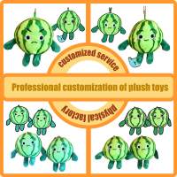Porte-clés en peluche personnalisé avec logo, motif fruit (pastèque, concombre) ou légume, en coton PP, pour enfants, à suspendre sur sac à dos