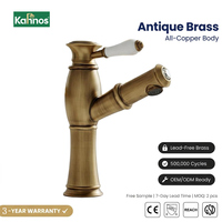 Robinet de lavabo monocommande en laiton poli de style rétro européen, design antique, pour salle de bain de luxe
