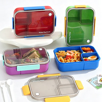 Boîte à bento divisée avec couvercle transparent en PP, 1450 ml, anti-fuite, avec cuillère et fourchette, contenant alimentaire portable, logo personnalisé