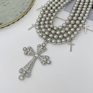 שרשרת צלב הגזים גדולה מוגזם שרשרת צלב עבור נשים פאנק גברת multilayer חרוזים cbads choker אופנה תכשיטים מתנות - Product Image 6