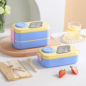 Boîte à lunch bento avec compartiment à sauce, rectangulaire, portable, couleur unie, utilisable au micro-ondes, pour adultes, étudiants, employés de bureau - Product Image 1