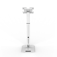 Support portable pour ordinateur portable Peacemounts PFS-1E10, réglable en hauteur, base pliable, support universel pour tablette, kiosque, support de sol, métal blanc