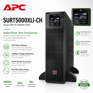 <span class=keywords><strong>APC</strong></span> SURT5000XLI-CH 5000VA/5000W Onduleur à double conversion en ligne, 230V 3U Montage en rack pour centre de données industriel et rack de serveur - Product Image 2